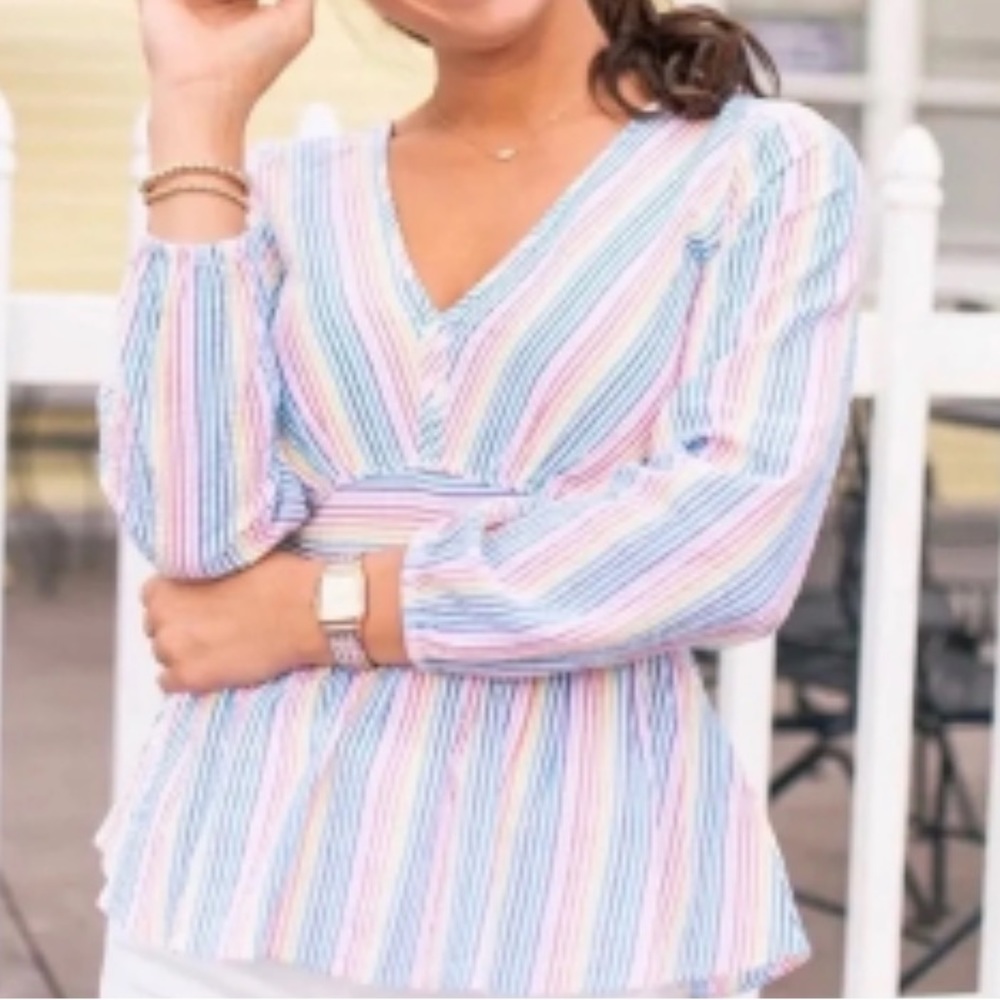 Jcrew Rainbow striped peplum top
